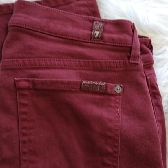 7 for All Mankind The Skinny Burgundy Cropped Jeans - Picture 7 of 16